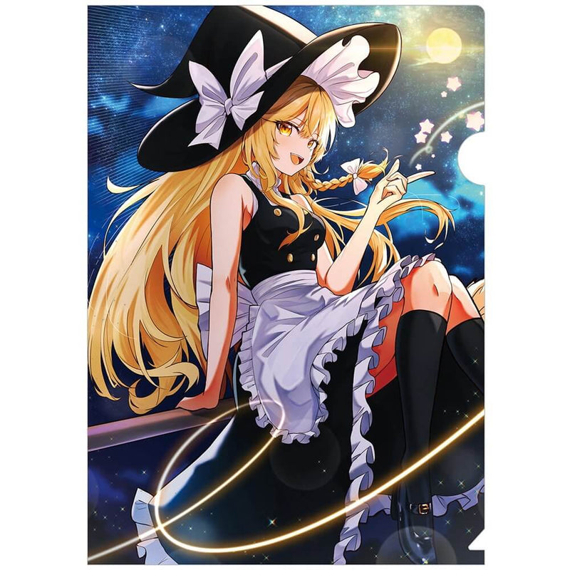A4 clear file featuring a character with long blonde hair in a witch outfit with a hat, set against a starry background.
