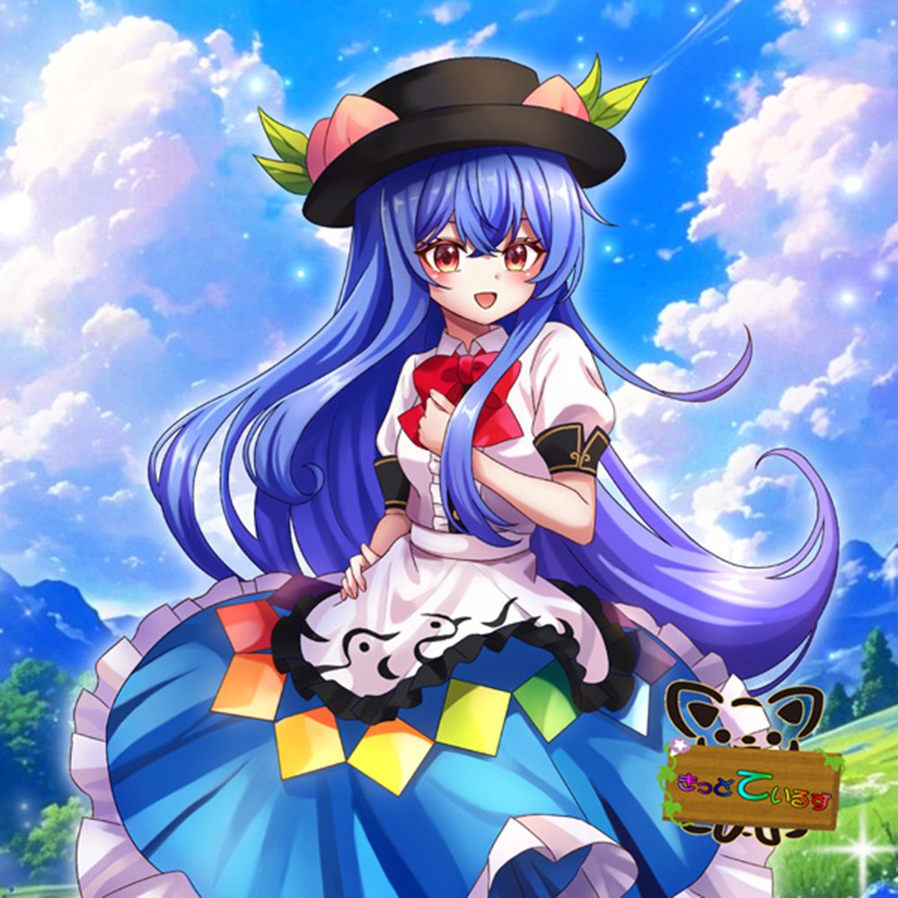 東方プロジェクト　比那名居天子　手書き色紙 東方Project くれ～ぷ先生「比那名居天子」A3帆布地キャンバスアート