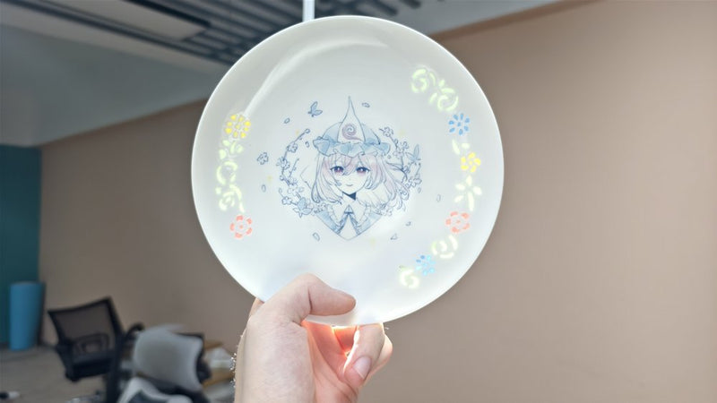 【新品】幽々子　玲瓏磁器（蛍手）　6寸白磁皿 / 「盗月」窃月瓷坊 発売日:2026年10月18日