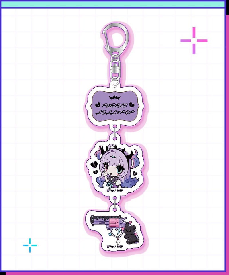 【新品】NEEDY GIRL OVERDOSE 連結アクリルキーホルダー／パープル・ロリポップ（ミニキャラver.） / WHY SO SERIOUS? 発売日:2026年09月頃