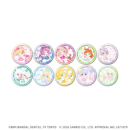 【新品】ホログラム缶バッジ(57mm) アイカツスターズ!×サンリオキャラクターズ 04 コラボイラスト(ミニキャラ) (1BOX10個入) / A3(エースリー) 発売日:2026年11月頃