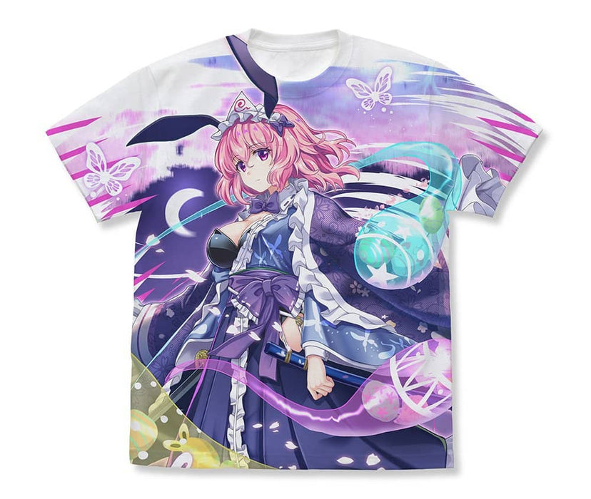 [New] Touhou LostWord Bunny Ghost Wishing for Resurrection Yuyuko Saikoji Full Graphic T-shirt / WHITE-S (Resale) / 2D Cospa Release Date: Around September 2022