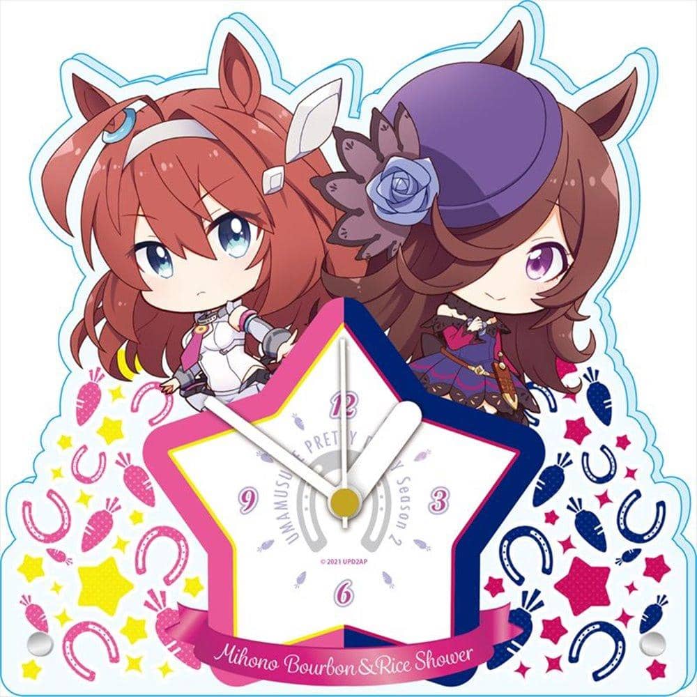 希少品　ウマ娘　ぷちちょこ　アクリル時計　ミホノブルボン&ライスシャワー 新品】ウマ娘 ぷちちょこアクリル置時計【ミホノブルボン&ライス